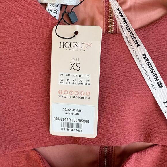 House of CB Violeta Cut Out Mini Dress in Salmon Size XS - Picture 5 of 7